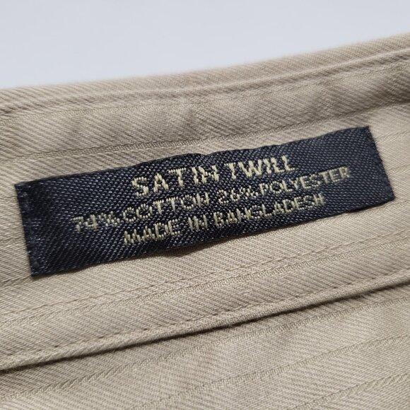 Arrow Mens Dress Shirt Satin Twill XXL 18.5 36/37 Button Up Long Sleeve Beige - Picture 5 of 15